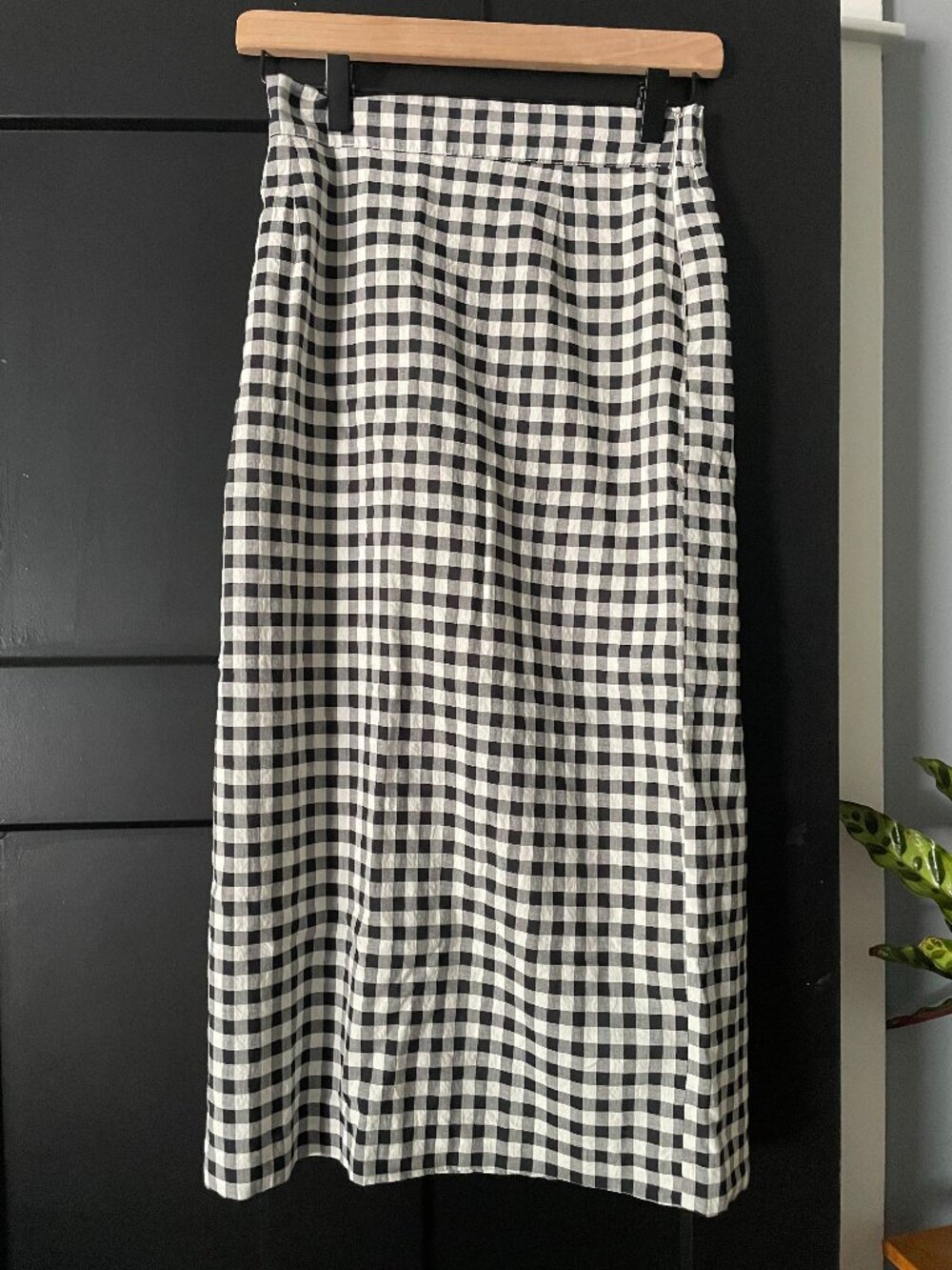 Gingham Pattern Pencil Skirt, XS